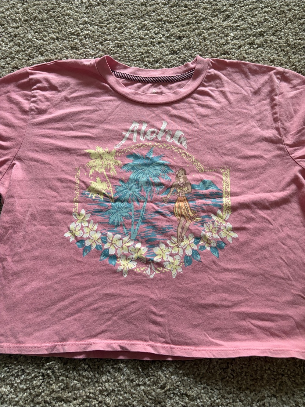 Volcom Pink Aloha Hula Graphic Tee